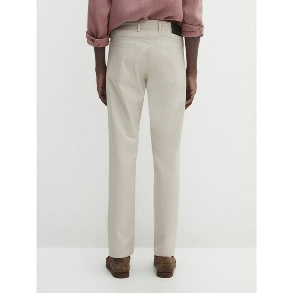 Massimo Dutti Men Denim Pants EU 46 US 36 Beige Slim Fit Trousers 0042/064 NWT - Picture 3 of 14